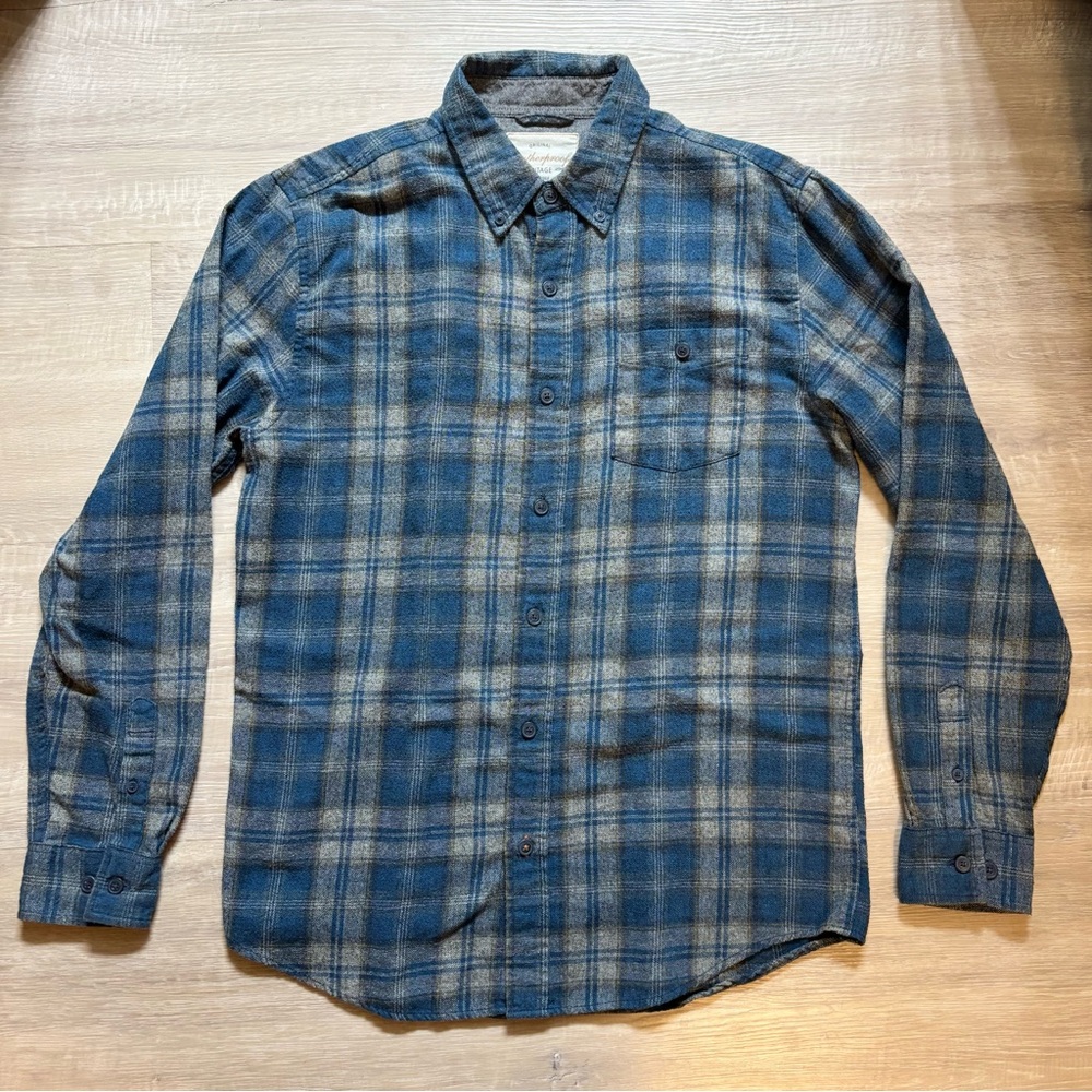 Original Weatherproof Vintage Flannel Shirt Men’s Medium Blue Plaid Button Up - Picture 3 of 10